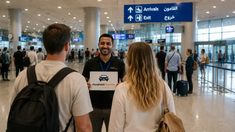 Persönlicher Empfang im Ankunftsbereich am Flughafen Hurghada